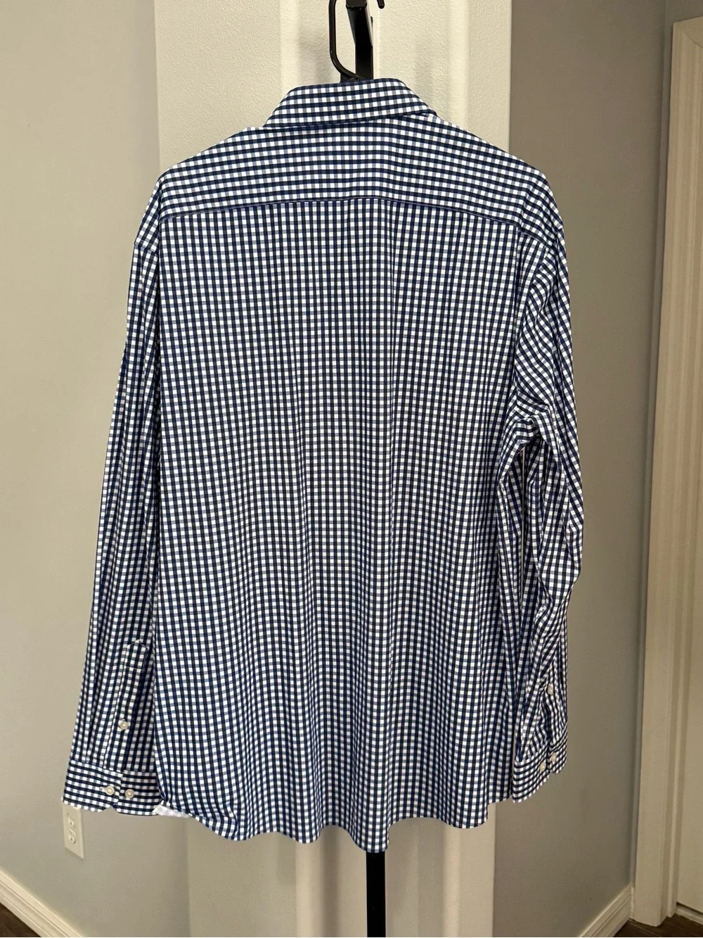 NWT Collars &Co Apex Performance Dress Shirt Navy Gingham Size 2XL Blue White
